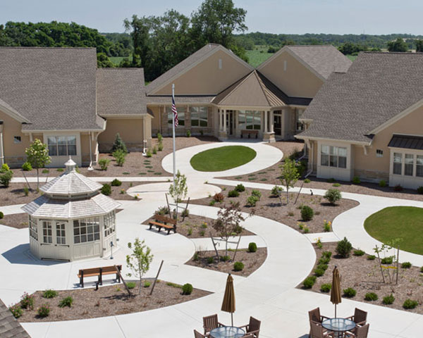 Rock Haven county retirement home exterior aerial view