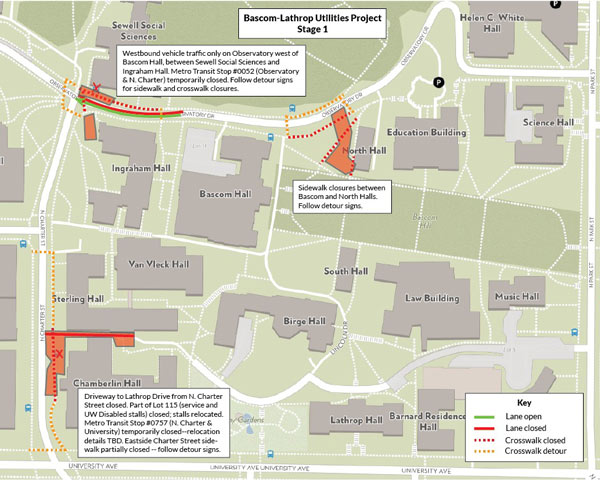 Map of UW Madison bascom planned updates